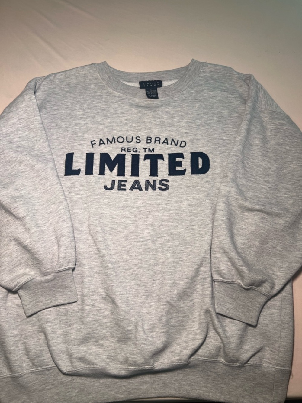 The Limited Light Gray Crewneck Sweatshirt with Navy Logo